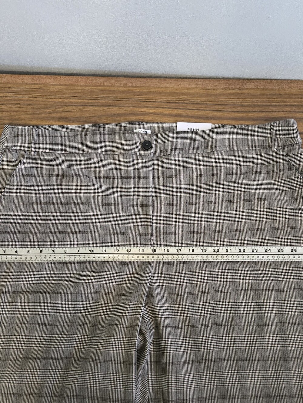 Women 30P/3X Plaid Dress Pants in Gray White, Brown Comfort Stretch Zip Profesh - Picture 7 of 13